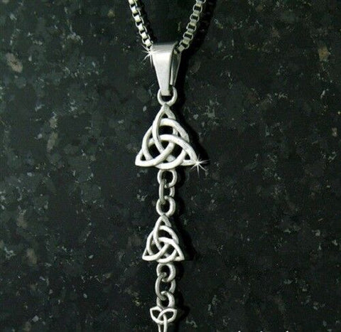 316L Stainless Steel Celtic Dainty Triple Trinity dangle Pendant no chain