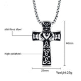 Celtic Stainless Steel Claddagh and Trinity Cross Pendant  with 24 in chain