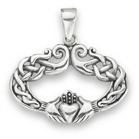 Sterling Silver Celtic Claddagh Pendant no chain - Bedazzled Designs