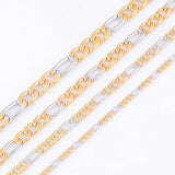 STAINLESS STEEL Gold and Silver Tone FIGARO CHAIN 26 in long 3mm wide