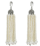 India Style Faux Pearl Drop Earrings with Tassels