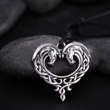 Double Sided Celtic Knots Horse Necklace with Full Length Adjusting Black Cord