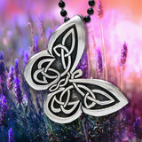 Celtic Butterfly Pendant with black 24 inch steel chain made in USA