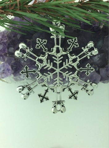 Pewter Soldier's Battle Cross Snowflake Ornament