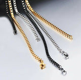 Black Stainless Steel 60 cm (23.62 Inch) 2 mm  Square Box Neck Chain Necklace