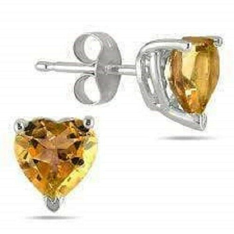 925 STERLING SILVER 0.76CT HEART SHAPE 5MM CITRINE STUD EARRINGS
