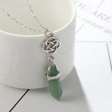 Celtic Knot and Green Stone Pendant with 50 cm vhain plus 5 cm extender