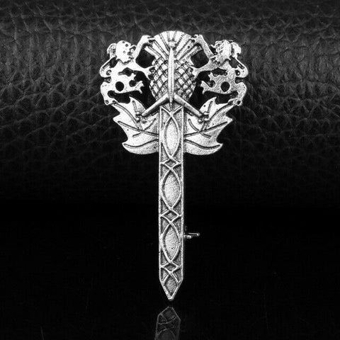 Alloy Rampant Lion, Thistle, & Claymore Sword Miniature Kilt Pin