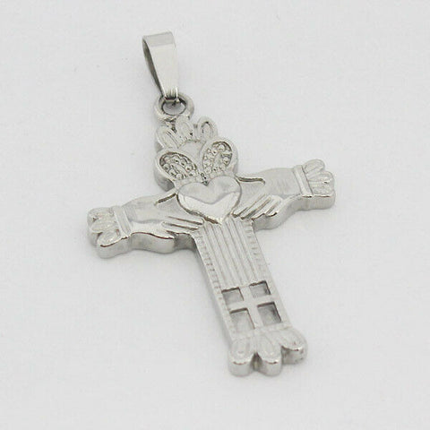 STAINLESS STEEL CLADDAGH CROSS PENDANT no chain - Bedazzled Designs