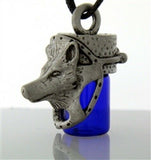 Pewter Wolf and Feather Dream Catcher Aromatherapy Keepsake Vial 36" Cord