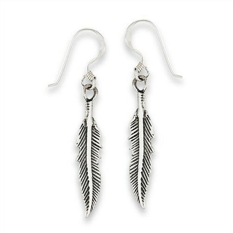 Women's Sterling Silver Small Feather Earrings.