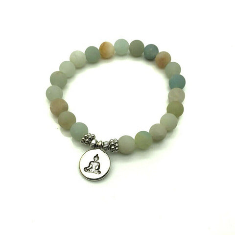 Matte Amazonite 8 mm Bead Buddha Bracelet (will fit 8 in wrist)