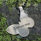 Celtic Butterfly Pendant with black 24 inch steel chain made in USA