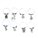 Zinc Based Silver-plated Alloy Wine Glass Christmas Charms Mixed 8 in set