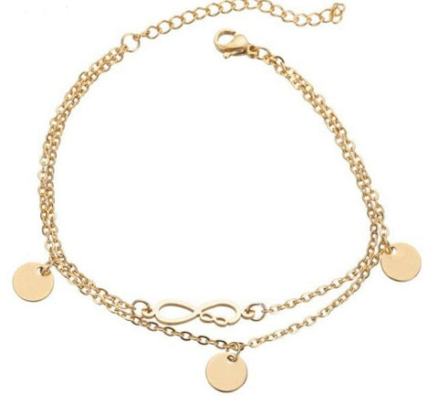 Gold Stainless Steel infinity  bracelet/anklet  (9.5 in)  includes 2 in extender