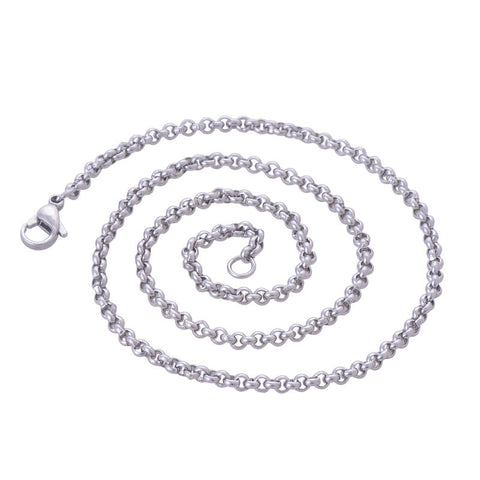 Stainless Steel 24 Inch(60 cm) 3mm Ball Tiny Rolo Neck Chain Necklace