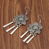 Turkish Style Flower Silver Color Earrings