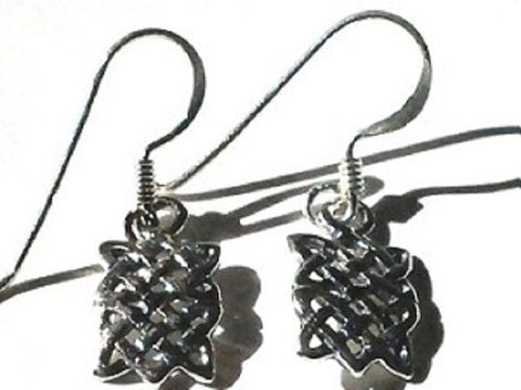 Sterling Silver with a small rectangle celtic dangle earrings - Bedazzled Designs