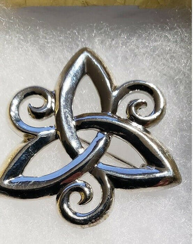 Pewter Three-Dimensional Trinity Triskele Pin - Bedazzled Designs