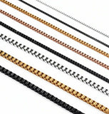 Black Stainless Steel 60 cm (23.62 Inch) 3 mm  Square Box Neck Chain Necklace