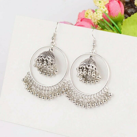 India Style Bell Drop Earrings with Tassels