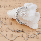 Celtic Crescent Moon with Celtic Knot Necklace with 24 in ball chain