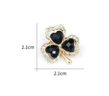 Black Shamrock Pin with Crystals