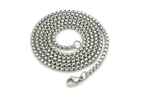 Stainless Steel 60 cm (23.62 Inch) 2.5 mm  Rounded Box Neck Chain Necklace