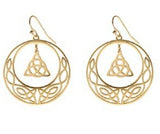 Gold STAINLESS STEEL CELTIC Knot Triquetra Crescent moon  Earrings