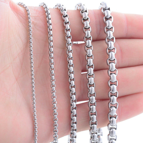 Stainless Steel 70 cm (27.55 inch) 3 mm Rounded Box Neck Chain Necklace