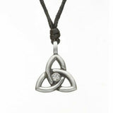 Irish Celtic Pewter Trinity CZ Birthstone Necklace with Adjustable Black Cord