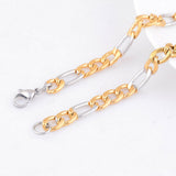 STAINLESS STEEL Gold and Silver Tone FIGARO CHAIN 24 in long 3mm wide