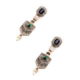 Vintage  Style Gold Color green Cone long  Earrings