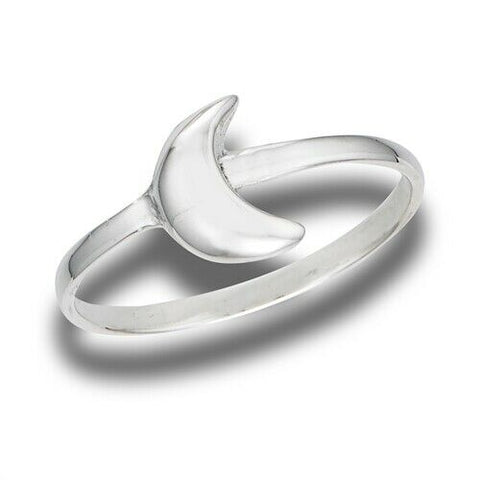 Sterling Silver High Polish Crescent Moon Ring