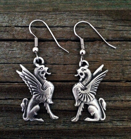 Pewter Griffin Earrings made in USA - Bedazzled Designs