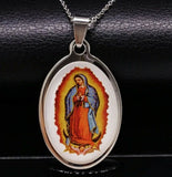 Stainless Steel Our lady of Guadalupe Pendant and 20 in Chain
