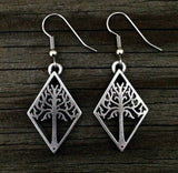 Pewter White Tree Earrings made in USA