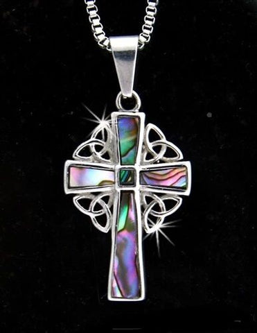 316L Stainless Steel Abalone  Trinity High Cross no chain