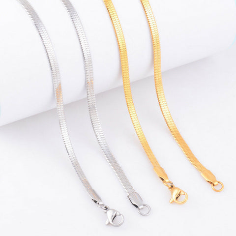 Stainless Steel 22 Inch 3.5 mm Flat Silver Color Snake Neck Chain Necklace