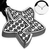 Stainless Steel 2-tone Star Jigsaw Pendant Adjustable Black String Cord Necklace - Bedazzled Designs