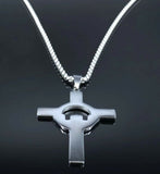 Celtic Knotwork Stainless Steel Claddagh Cross Pendant  with 20 in box chain
