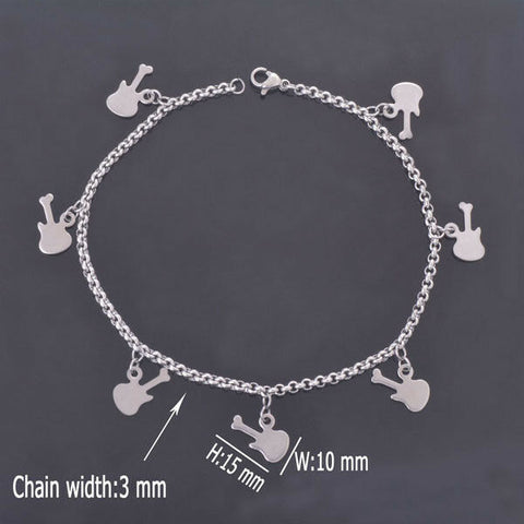 Stainless Steel Guitar Charm bracelet 20cm (7.87 in)