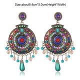 India Style Antique Gold Color Multicolor Drop Earrings