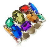 Stretch silver plated bracelet with resin crystal gemstones