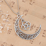 Celtic Crescent Moon with Celtic Knot Necklace with 24 in ball chain