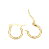 Stainless Steel Hoop Earrings Gold Plated Round 15mm Dia. 2mm thick