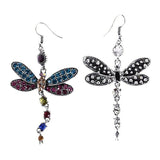 Alloy Green Crystal Dragonfly Dangle Earrings  8 x 4.3 cm size