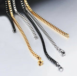 Black Stainless Steel 60 cm (23.62 Inch) 3 mm  Square Box Neck Chain Necklace