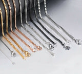 Black Stainless Steel 60 cm (23.62 Inch) 3 mm  Square Box Neck Chain Necklace