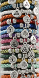 Irish Pewter Red Trinity Leather Rounded Woven Adustable Bracelet